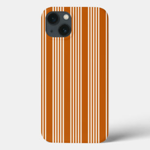 Beige and burnt orange five stripe pattern iPhone 13 case