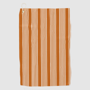 Beige and burnt orange five stripe pattern golf towel