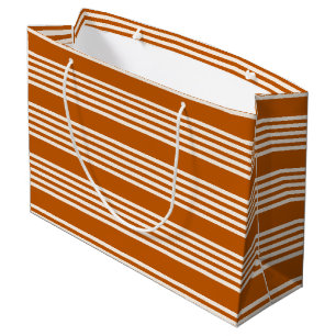 Beige and burnt orange five stripe pattern large gift bag