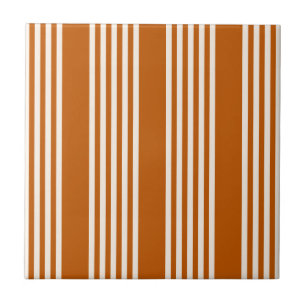 Beige and burnt orange five stripe pattern tile