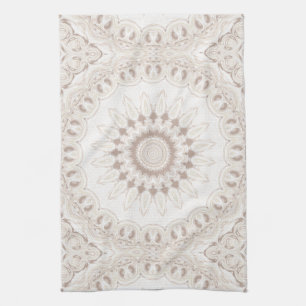 Beige and Cream Mandala Pattern Kitchen Towel