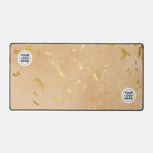 Beige and Gold Marble Desk Mat Mouse Pad (Front)