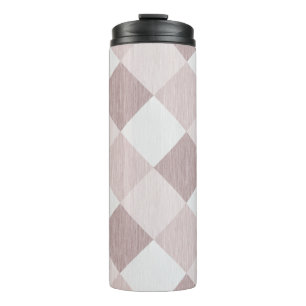 Beige and Gray Geometric Patchwork Pattern Oblique Thermal Tumbler