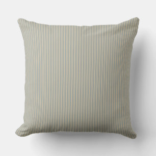Beige and Gray Ticking Stripe Throw Pillow