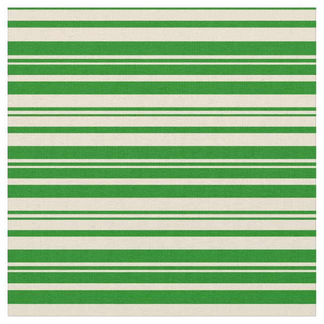 Beige and Green Coloured Pattern of Stripes Fabric (Close Up)