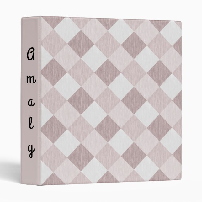 Beige and Grey Geometric Patchwork Pattern Oblique Binder (Front/Spine)