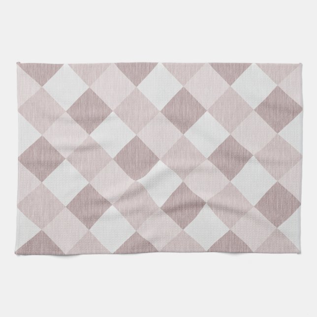 Beige and Grey Geometric Patchwork Pattern Oblique Kitchen Towel (Horizontal)