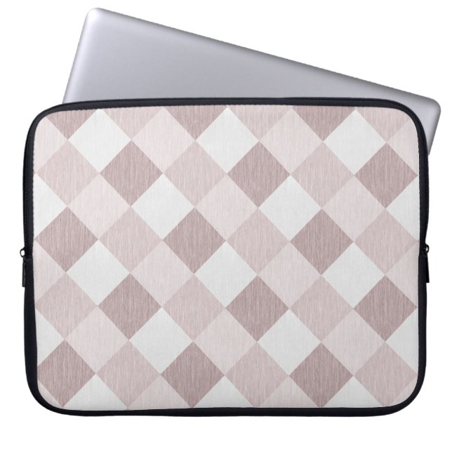 Beige and Grey Geometric Patchwork Pattern Oblique Laptop Sleeve (Front)