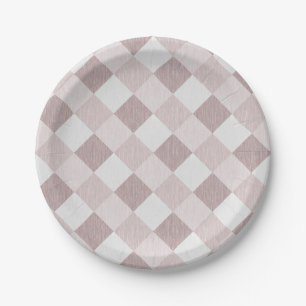 Beige and Grey Geometric Patchwork Pattern Oblique Paper Plate