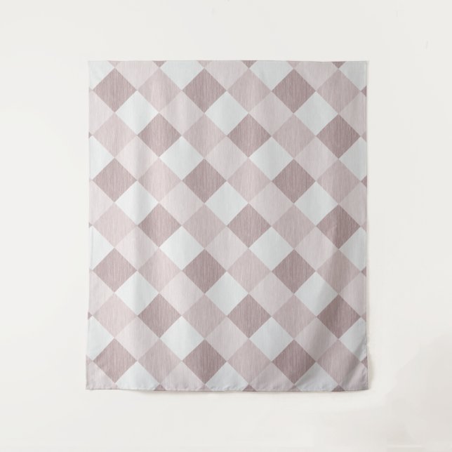 Beige and Grey Geometric Patchwork Pattern Oblique Tapestry (Front)