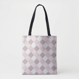 Beige and Grey Geometric Patchwork Pattern Oblique Tote Bag