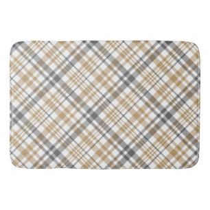 Beige And Grey Plaid Bath Mat