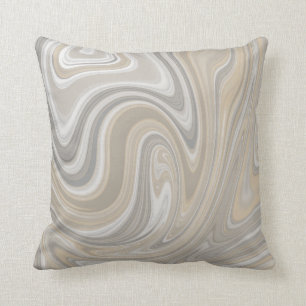 Beige and Grey Swirls Neutral Decor Throw Pillow