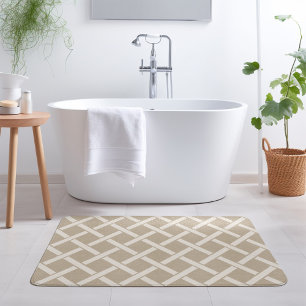 Beige and Ivory Lattice   Modern Farmhouse Bath Mat