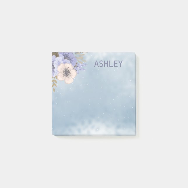 Beige And Lavender Flowers Post-it Notes (Front)