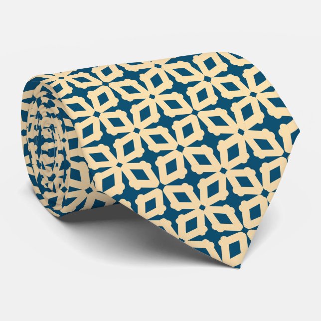 Beige and Midnight Blue Tie (Rolled)