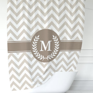 Beige and Mocha Chevron Monogrammed Initial