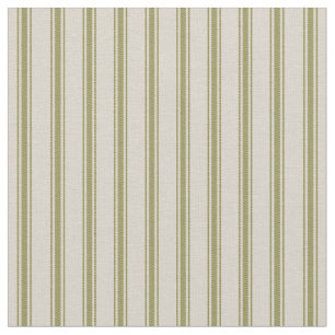 Beige and Olive Green Classic Ticking Stripes Fabric
