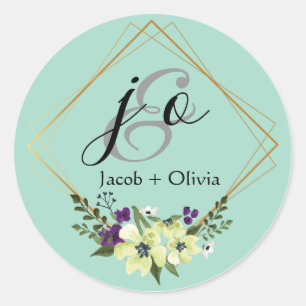 Beige And Peach Creative Minimalist Wedding Card Classic Round Sticker