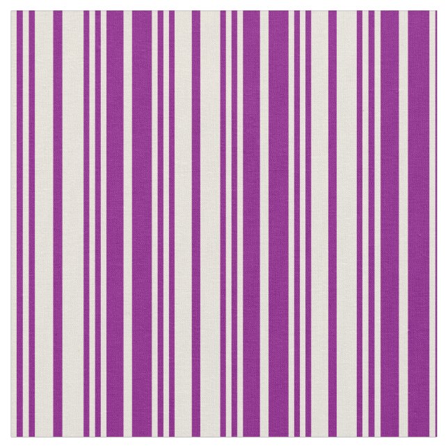 Beige and Purple Coloured Lined/Striped Pattern Fabric (Close Up)