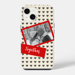 Beige and Red Heartfelt Gift Couple Romance iPhone 14 Case
