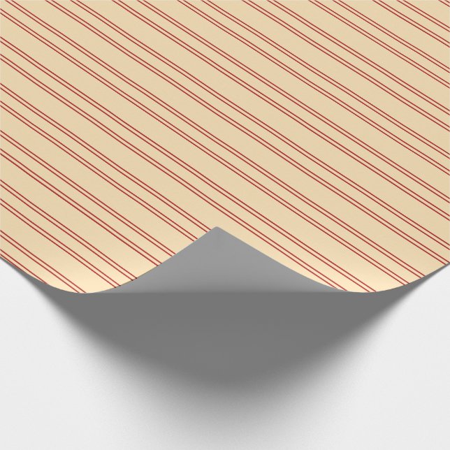 Beige and Red Pattern of Stripes Wrapping Paper (Corner)