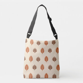 Beige and Rich Brown Autumn Leaves Crossbody Bag