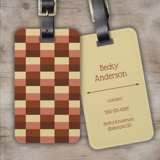 Beige and Rusty Colour Blocks Luggage Tag (Creator Uploaded)