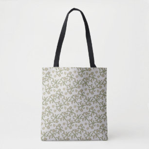 Beige and Sage Green Elegant Floral Vines Patten Tote Bag