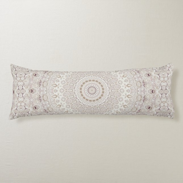 Beige and Taupe Mandala Pattern Design Body Pillow (Front)