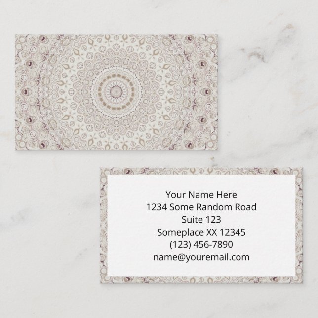 Beige and Taupe Mandala Pattern Design Business Card (Front/Back)