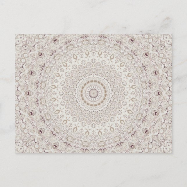 Beige and Taupe Mandala Pattern Design Postcard (Front)