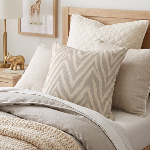 Beige and Taupe Zebra Print Throw Pillow