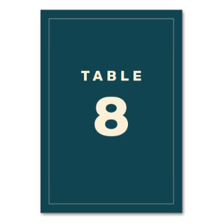 Beige and Teal Wes Anderson Inspired Table Number