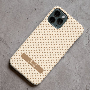 Beige and Tortilla Brown polka dots iPhone 15 Pro Max Case