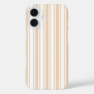 Beige and white candy stripes iPhone 16 case
