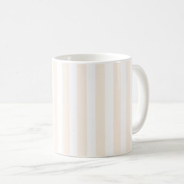 Beige and white candy stripes coffee mug (Front Right)