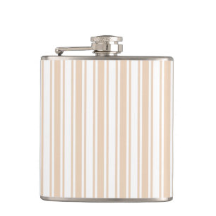 Beige and white candy stripes hip flask