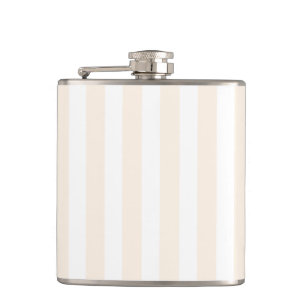 Beige and white candy stripes hip flask
