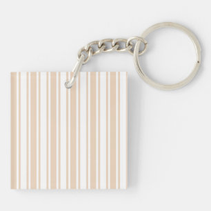 Beige and white candy stripes keychain