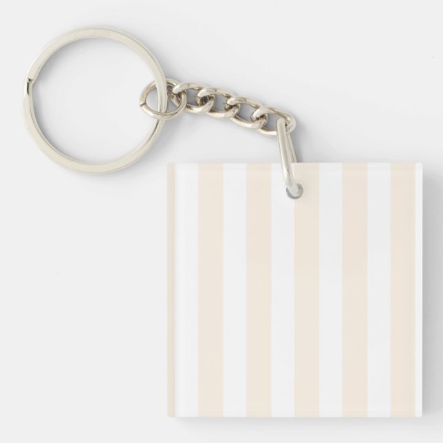 Beige and white candy stripes keychain (Front)