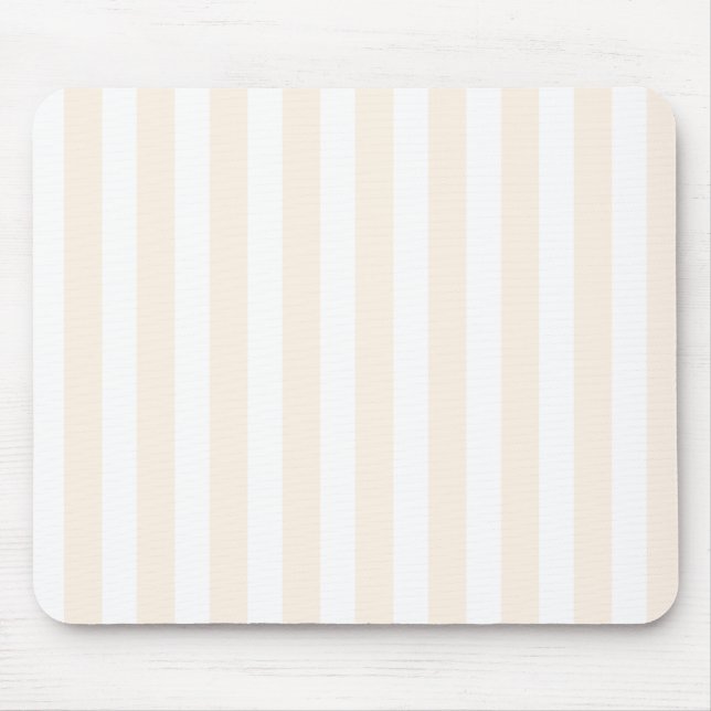 Beige and white candy stripes mouse pad (Front)