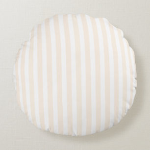 Beige and white candy stripes round pillow
