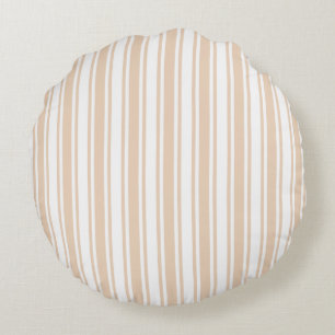 Beige and white candy stripes round pillow