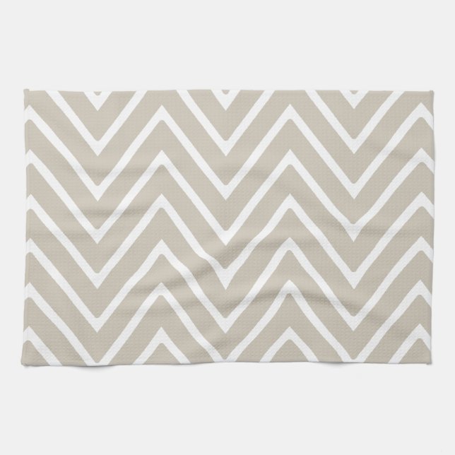 Beige and White Chevron Pattern 2 Kitchen Towel (Horizontal)