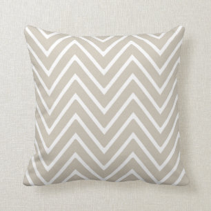 Beige and White Chevron Pattern 2 Throw Pillow