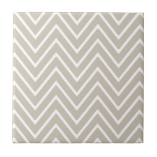 Beige and White Chevron Pattern 2 Tile