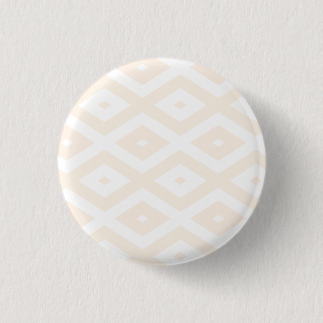 Beige and white diamond pattern 1 inch round button (Front)