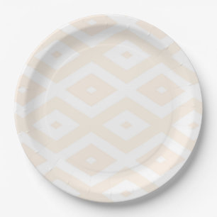 Beige and white diamond pattern paper plate