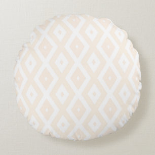 Beige and white diamond pattern round pillow